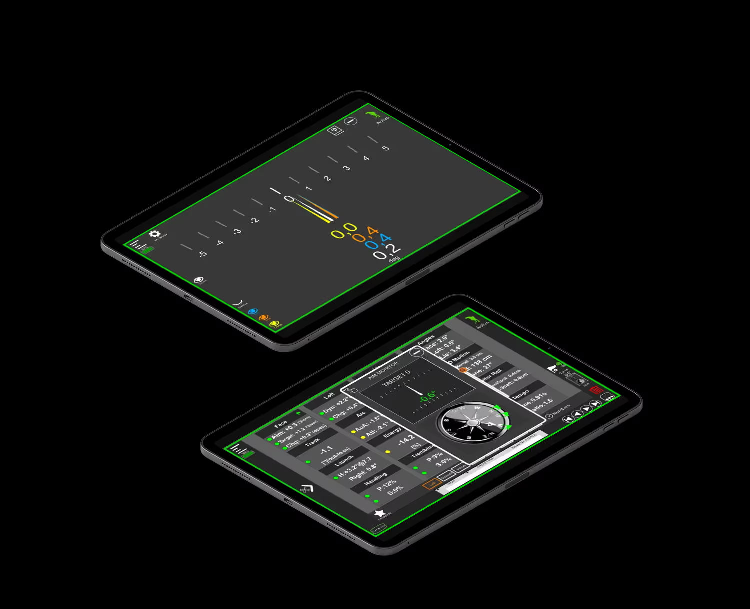 Capto app aim readout display on a tablet device